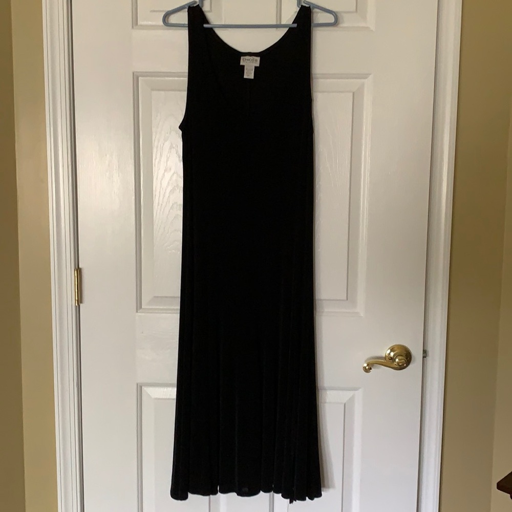 Womans Chico’s Travelers Long Black Dress Size 1